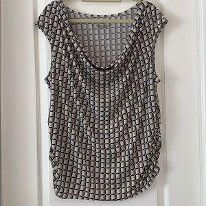 Lane Bryant cap sleeve blouse. Black, tan, white